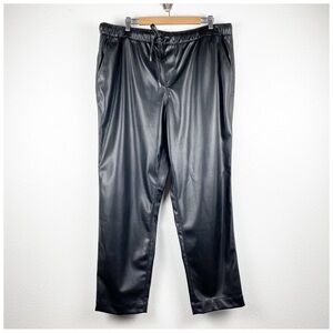 Wildfang Black Faux Leather Jogger Trousers